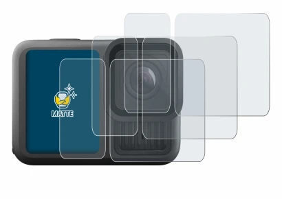 Immagine del dispositivo GoPro Hero 13 Black Ultra Wide Edition con un'ampia varietà di protezioni per lo schermo.