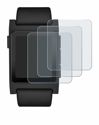 Immagine del dispositivo Pebble 2 Duo 2025 con un'ampia varietà di protezioni per lo schermo.
