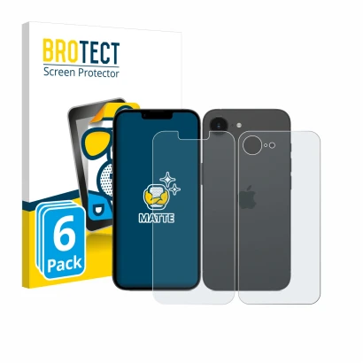 Parte frontale di una confezione del prodotto con il logo del marchio BROTECT. Accanto è raffigurato il dispositivo Apple iPho