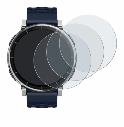Immagine del dispositivo Amazfit Active 3 Premium con un'ampia varietà di protezioni per lo schermo.