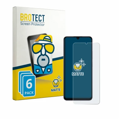 Parte frontale di una confezione del prodotto con il logo del marchio BROTECT. Accanto è raffigurato il dispositivo Xiaomi Red