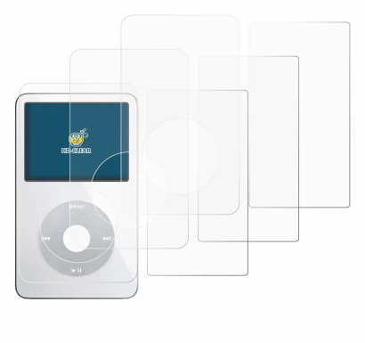 Immagine del dispositivo Apple iPod Classic Video (Fronte+Retro) con un'ampia varietà di protezioni per lo schermo.