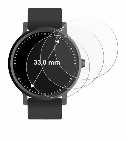 Immagine del dispositivo Orologi (Circolare, ø: 33 mm) con un'ampia varietà di protezioni per lo schermo.