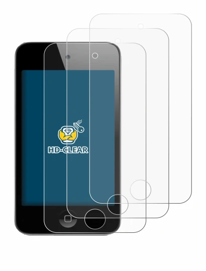 Immagine del dispositivo Apple iPod Touch (4a Gen.) con un'ampia varietà di protezioni per lo schermo.