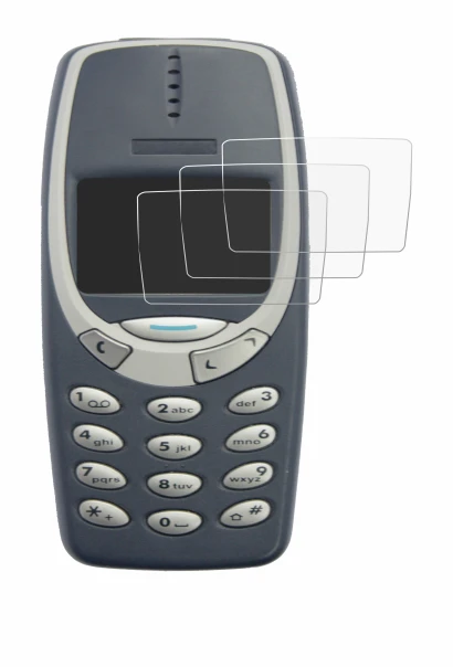 Immagine del dispositivo Nokia 3310 2011 con un'ampia varietà di protezioni per lo schermo.