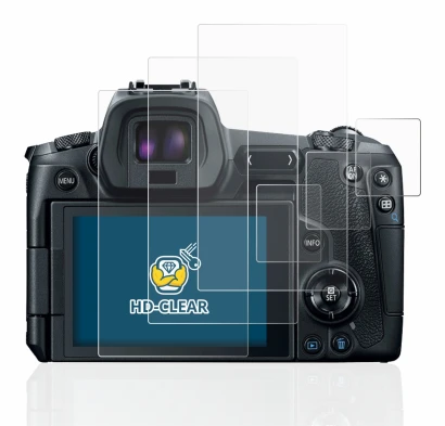 Immagine del dispositivo Canon EOS R con un'ampia varietà di protezioni per lo schermo.