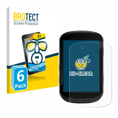 Parte frontale di una confezione del prodotto con il logo del marchio BROTECT. Accanto è raffigurato il dispositivo Garmin Edg