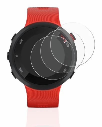 Immagine del dispositivo Garmin Forerunner 45 con un'ampia varietà di protezioni per lo schermo.