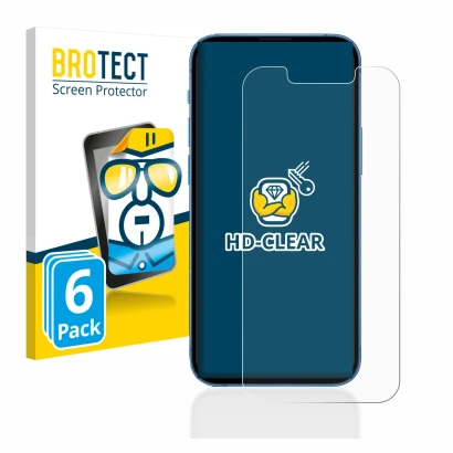 Parte frontale di una confezione del prodotto con il logo del marchio BROTECT. Accanto è raffigurato il dispositivo Apple iPho
