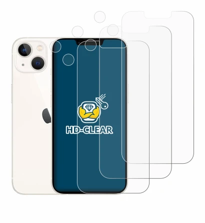 Immagine del dispositivo Apple iPhone 13 (Fronte+Fotocamera) con un'ampia varietà di protezioni per lo schermo.