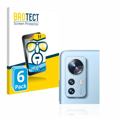 Parte frontale di una confezione del prodotto con il logo del marchio BROTECT. Accanto è raffigurato il dispositivo Xiaomi 12 