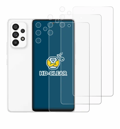 Immagine del dispositivo Samsung Galaxy A53 5G (Fronte+Fotocamera) con un'ampia varietà di protezioni per lo schermo.