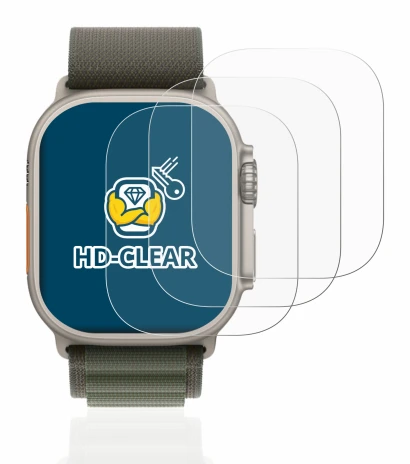 Immagine del dispositivo Apple Watch Ultra (49 mm) con un'ampia varietà di protezioni per lo schermo.