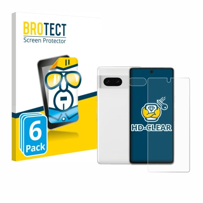 Parte frontale di una confezione del prodotto con il logo del marchio BROTECT. Accanto è raffigurato il dispositivo Google Pix