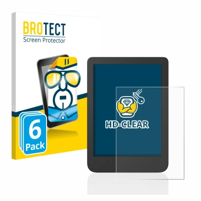 Parte frontale di una confezione del prodotto con il logo del marchio BROTECT. Accanto è raffigurato il dispositivo Tolino Shi