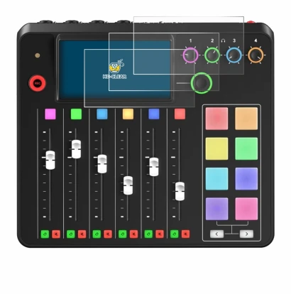 Immagine del dispositivo Rode Rodecaster Pro II con un'ampia varietà di protezioni per lo schermo.