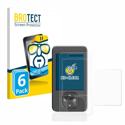 Parte frontale di una confezione del prodotto con il logo del marchio BROTECT. Accanto è raffigurato il dispositivo Dexcom G7 