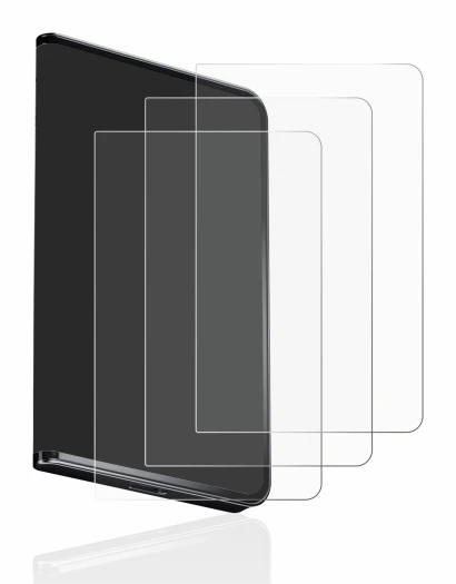 Immagine del dispositivo Ledger Stax crypto wallet con un'ampia varietà di protezioni per lo schermo.