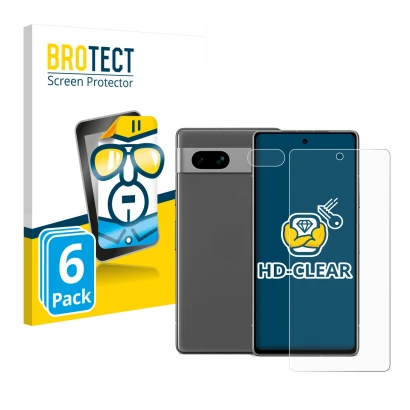 Parte frontale di una confezione del prodotto con il logo del marchio BROTECT. Accanto è raffigurato il dispositivo Google Pix