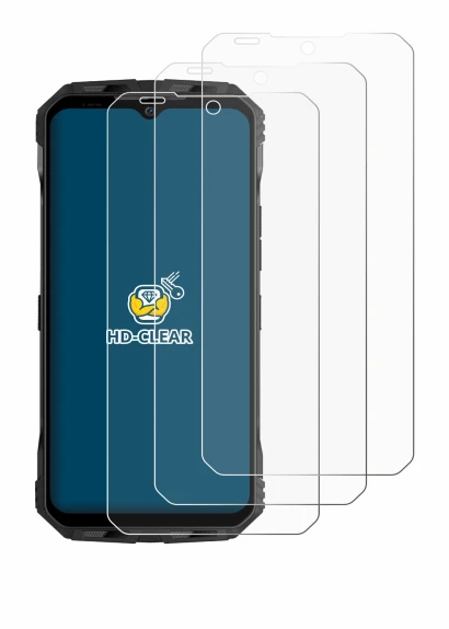 Immagine del dispositivo Doogee V30T con un'ampia varietà di protezioni per lo schermo.