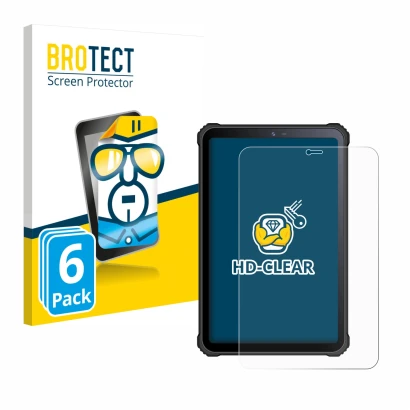 Parte frontale di una confezione del prodotto con il logo del marchio BROTECT. Accanto è raffigurato il dispositivo Oukitel RT