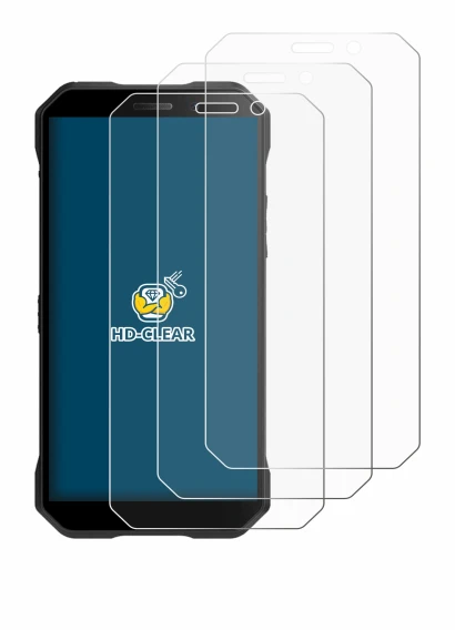 Immagine del dispositivo Doogee S61 Pro con un'ampia varietà di protezioni per lo schermo.