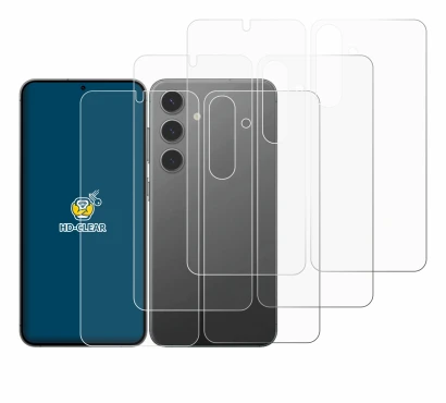 Immagine del dispositivo Samsung Galaxy S24 (Fronte+Retro) con un'ampia varietà di protezioni per lo schermo.