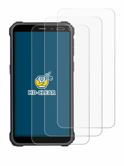 Immagine del dispositivo Oukitel WP32 con un'ampia varietà di protezioni per lo schermo.