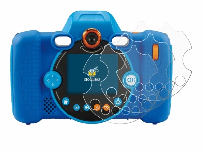 Immagine del dispositivo Vtech Kidizoom Duo FX con un'ampia varietà di protezioni per lo schermo.