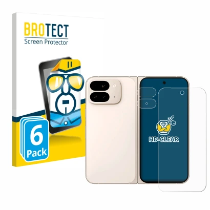 Parte frontale di una confezione del prodotto con il logo del marchio BROTECT. Accanto è raffigurato il dispositivo Google Pix