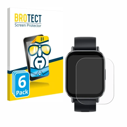 Parte frontale di una confezione del prodotto con il logo del marchio BROTECT. Accanto è raffigurato il dispositivo Xiaomi Red