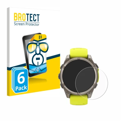 Parte frontale di una confezione del prodotto con il logo del marchio BROTECT. Accanto è raffigurato il dispositivo Garmin Fen