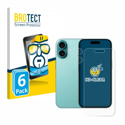 Parte frontale di una confezione del prodotto con il logo del marchio BROTECT. Accanto è raffigurato il dispositivo Apple iPho
