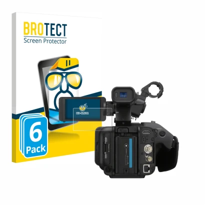 Parte frontale di una confezione del prodotto con il logo del marchio BROTECT. Accanto è raffigurato il dispositivo Sony PXW-Z