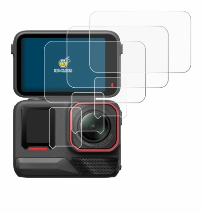 Immagine del dispositivo Insta360 Ace Pro 2 con un'ampia varietà di protezioni per lo schermo.