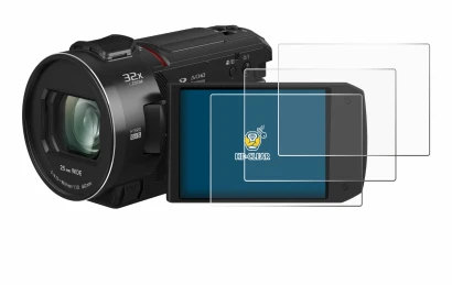 Immagine del dispositivo Panasonic HC-VX3 con un'ampia varietà di protezioni per lo schermo.