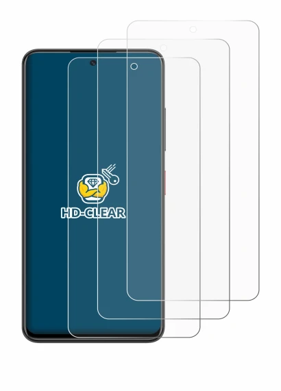 Immagine del dispositivo Nubia Focus 5G con un'ampia varietà di protezioni per lo schermo.