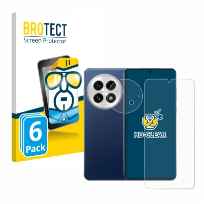 Parte frontale di una confezione del prodotto con il logo del marchio BROTECT. Accanto è raffigurato il dispositivo OnePlus 13