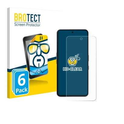 Parte frontale di una confezione del prodotto con il logo del marchio BROTECT. Accanto è raffigurato il dispositivo Nothing Ph