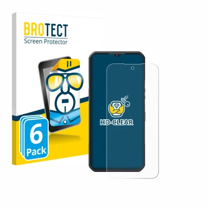 Parte frontale di una confezione del prodotto con il logo del marchio BROTECT. Accanto è raffigurato il dispositivo Oukitel WP