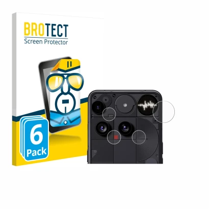 Parte frontale di una confezione del prodotto con il logo del marchio BROTECT. Accanto è raffigurato il dispositivo Nothing Ph