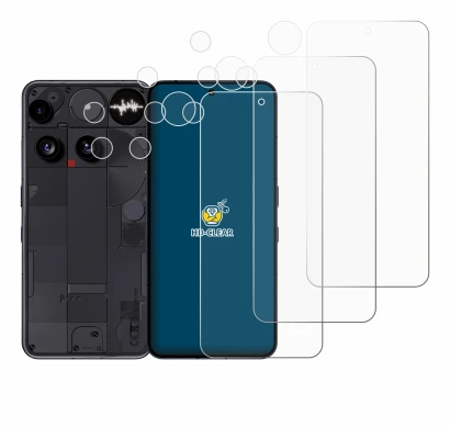 Immagine del dispositivo Nothing Phone (3) (Fronte+Fotocamera) con un'ampia varietà di protezioni per lo schermo.