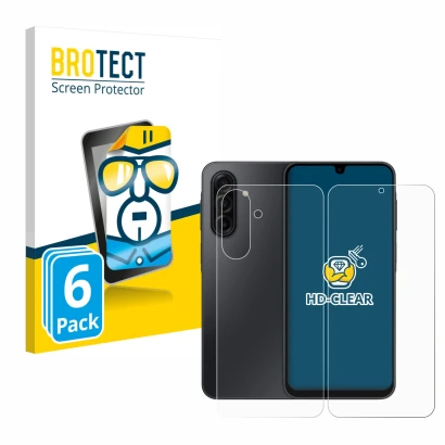 Parte frontale di una confezione del prodotto con il logo del marchio BROTECT. Accanto è raffigurato il dispositivo Samsung Ga