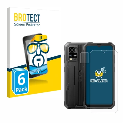 Parte frontale di una confezione del prodotto con il logo del marchio BROTECT. Accanto è raffigurato il dispositivo Blackview