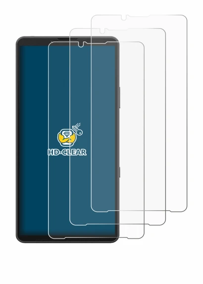 Immagine del dispositivo Sony Xperia 10 VII con un'ampia varietà di protezioni per lo schermo.