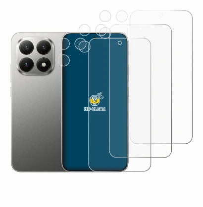 Immagine del dispositivo Xiaomi 15T (Fronte+Fotocamera) con un'ampia varietà di protezioni per lo schermo.