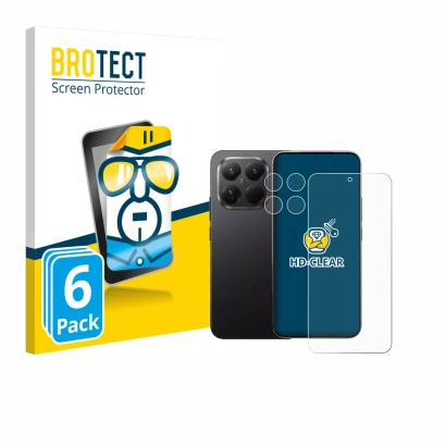 Parte frontale di una confezione del prodotto con il logo del marchio BROTECT. Accanto è raffigurato il dispositivo Xiaomi 15T