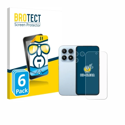 Parte frontale di una confezione del prodotto con il logo del marchio BROTECT. Accanto è raffigurato il dispositivo Xiaomi 17