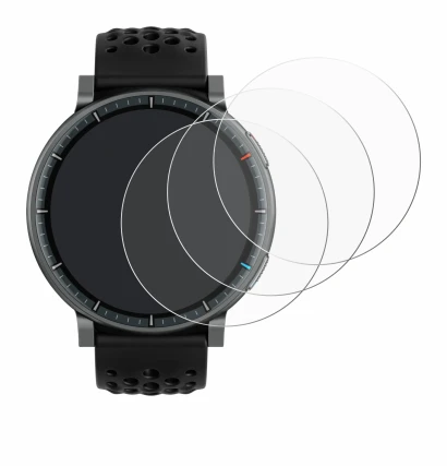 Immagine del dispositivo Amazfit Active Max con un'ampia varietà di protezioni per lo schermo.