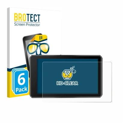 Parte frontale di una confezione del prodotto con il logo del marchio BROTECT. Accanto è raffigurato il dispositivo Garmin zum